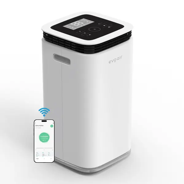 resigilat! dezumidificator evoair, flexidry 12 smart, 12l/24h, senzor de umiditate, functie ionizare, uscare rufe, rezervor 2.2l
