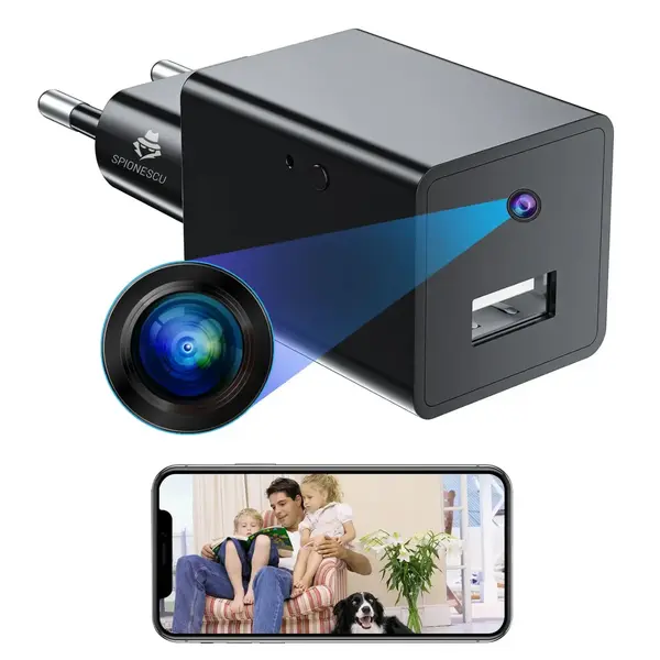 RESIGILAT - Incarcator cu camera ascunsa Full HD 1080P, VD005, WIFI, vedere nocturna, detectarea miscarii, monitorizare video in timp real - Fără