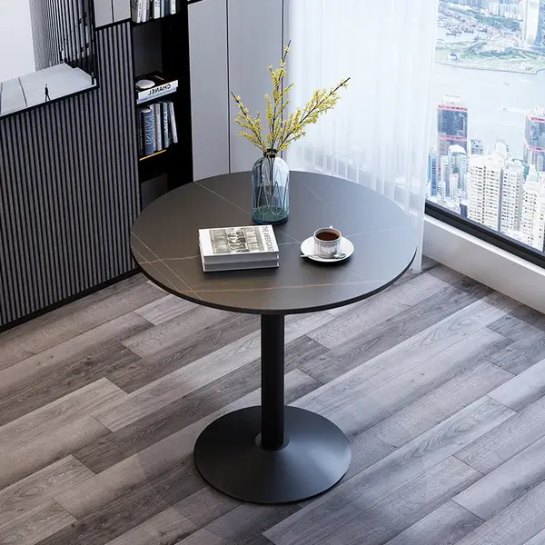 RESIGILAT - Masă rotunda din piatră sinterizată, diametru 60cm, inaltime 75cm