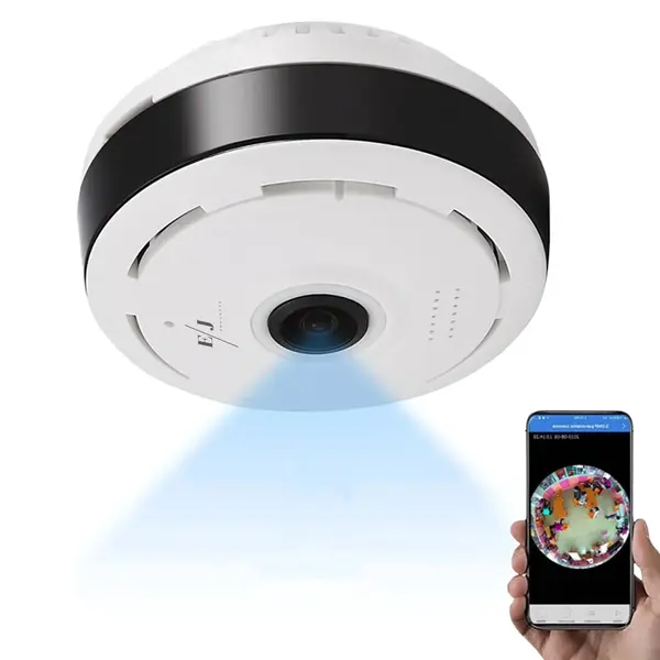 RESIGILAT - Mini camera ascunsa WiFi 360° Lentila Fisheye 1.44mm, Detectie Miscare AI, Audio Bidirectional, Night Vision, Stocare Cloud si TF, 960P HD, Montare Tavan, Acces de la Distanta