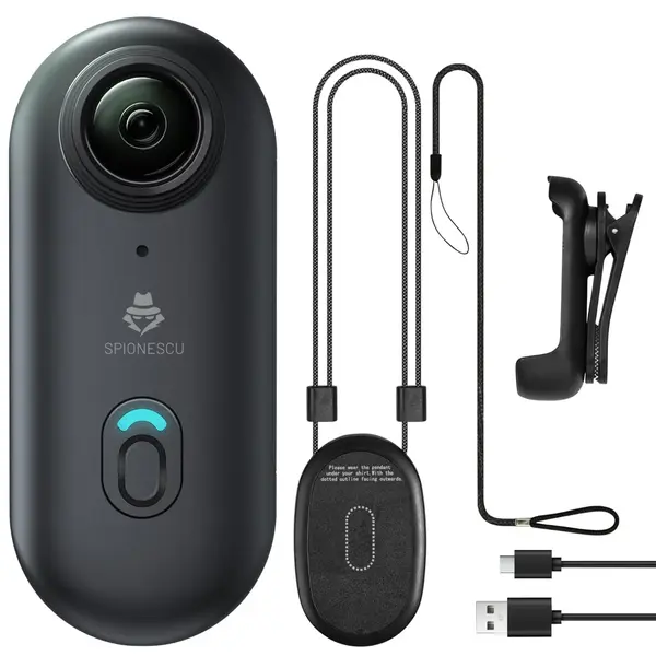 RESIGILAT - Mini camera de actiune, 1080P Full HD, baterie 800 mAh, autonomie 3 ore inregistrare continua, pandativ magnetic, clema 360°