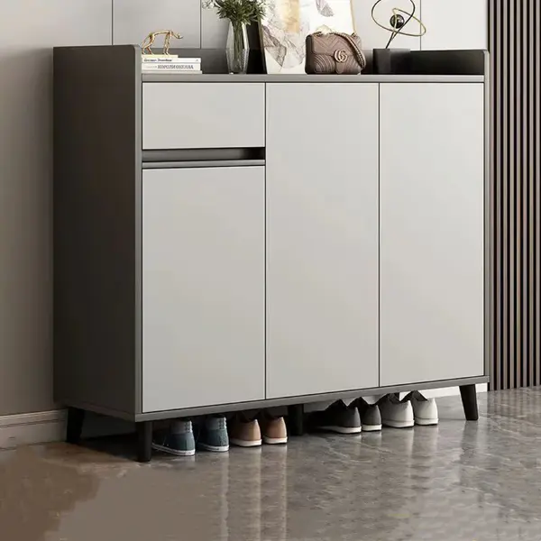 RESIGILAT - Pantofar tip dulap pentru hol, design minimalist, alb/gri
