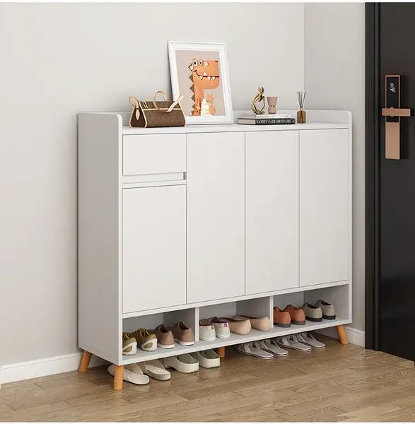 RESIGILAT - Pantofar tip dulap pentru hol, design minimalist, alb/gri