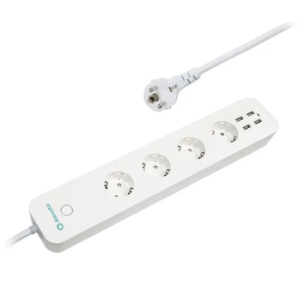 Resigilat Prelungitor Smart WiFi AlecoAir G08-SP8S, 4 Porturi USB, 4 Prize AC, Control energetic, Timer, Programare saptamanala