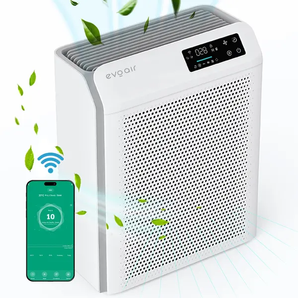 - Resigilat! Purificator de aer Evoair HOMI P300, CADR 300m³/h, WI-FI, Filtru True Hepa, Carbon Activ, Prefiltru, Mod Auto, Lampa UV, Ionizare, 6 Moduri Functionare, Senzor Caliate Aer, Alb