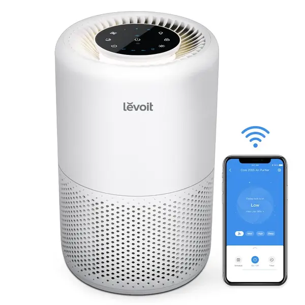 - Resigilat! Purificator de Aer Smart Levoit Core 200S Wi-Fi, Filtru 3 in 1 True HEPA, Carbon Activ, Remote Control, Super Silent, Alexa, Google Home, Touch Screen, Alb