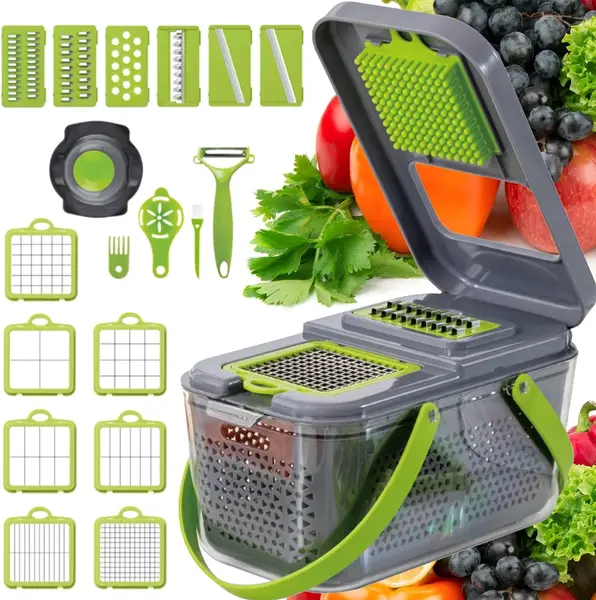 RESIGILAT - Razatoare multifunctionala pentru fructe si legume, 22 piese, lame din otel inoxidabil