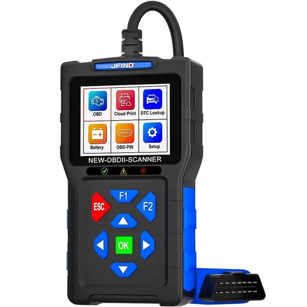 Resigilat Tester auto JFIND JF700 Pro OBD2 Scanner – Diagnostic complet motor, baterie si senzori, 12V, ecran color