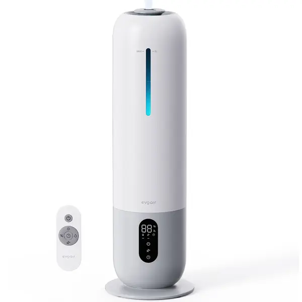 - Resigilat! Umidificator aer Evoair Umio, Lampa UV, 3 trepte umidificare, Indicator Umiditate, Duză de Ceață, Aromaterapie, Telecomandă, Alb