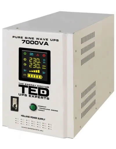 Resigilat UPS pentru centrala TED Electric 7000VA / 5000W Runtime extins utilizeaza 4 acumulatori (neinclusi)
