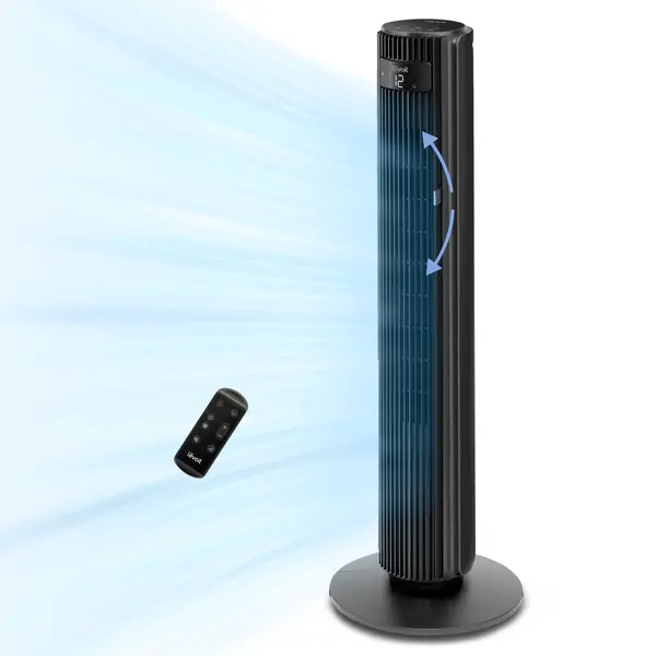 resigilat! ventilator turn levoit, 107,6cm, 12 viteze, 4 moduri de functionare, foarte silentios, telecomanda, negru