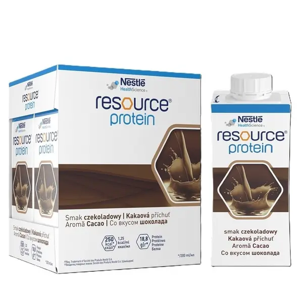 Resource 2.0 + Protein cu aroma de cacao fara gluten, 4 x 200 ml, Nestle