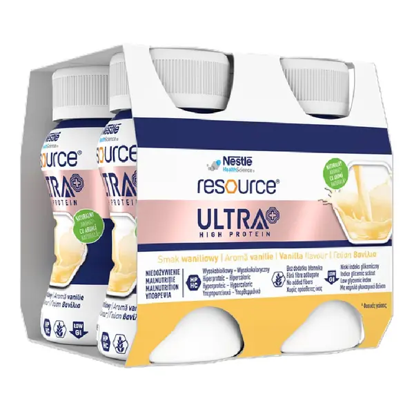Resource Ultra+ High Protein cu aroma de vanilie, 4*125 ml, Nestle