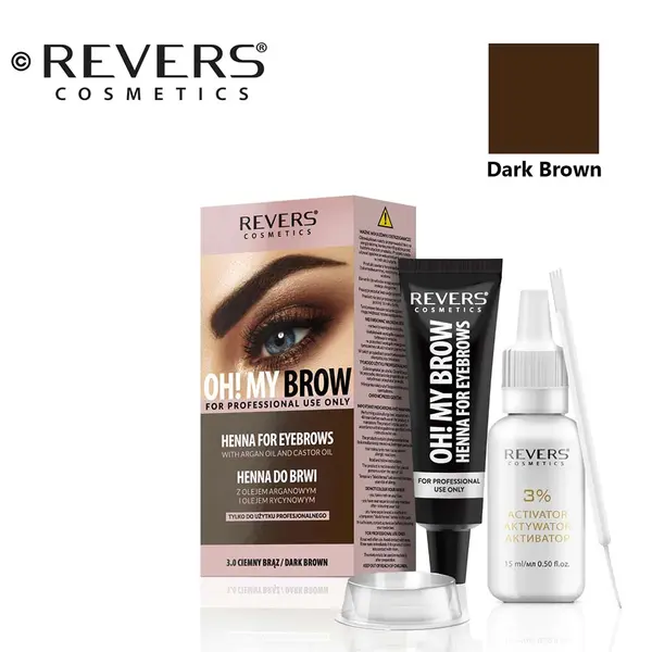Revers Eyebrow Kit with Dye and Activator - Dark Brown