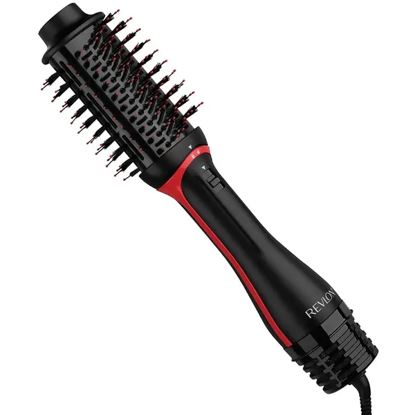 Revlon Perie electrica fixa REVLON One-Step Volumiser PLUS RVDR5298E, Cap detasabil, 4 Trepte de temperatura, Tehnologie cu ioni Tourmaline, Ceramica si titan, Negru-Rosu