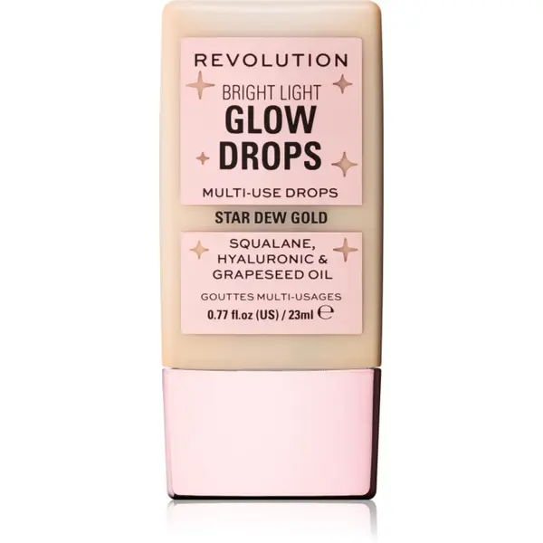 Revolution Bright Light Glow Drops iluminator lichid culoare Golden Star Dew 23 ml