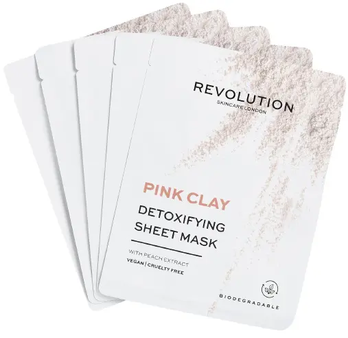 Revolution Skincare Pink Clay Măști de față cu folie, 5 buc
