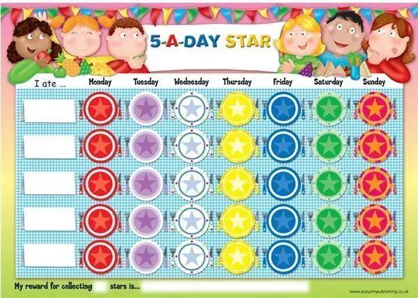 Rewards Charts 5 A Day Star |