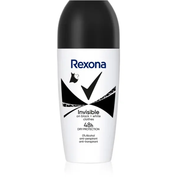 Rexona Invisible Black and White Roll-On antiperspirant roll-on impotriva petelor albe si galbene 50 ml