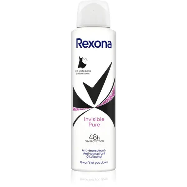 Rexona Invisible Pure spray anti-perspirant impotriva petelor albe si galbene 150 ml