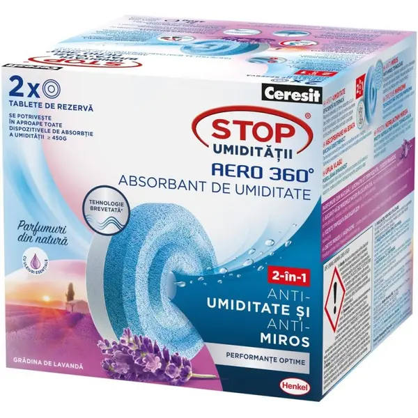 Rezerva Absorbant Umiditate Ceresit Aero 360, Lavanda, 2 Bucati, 450 g
