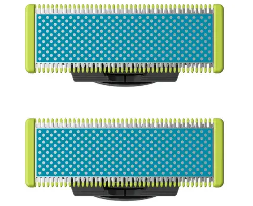Rezerva OneBlade QP225/50, pentru piele-ultra sensibila, otel inoxidabil, umed si uscat, kit 2 lame,compatibil cu Philips OneBlade si OneBladePro, Verde