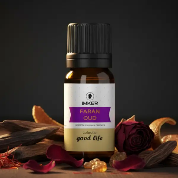 Rezervă parfum ambient IMKER aroma FARAN OUD - note: bergamota, oud, vanilie 10 ml