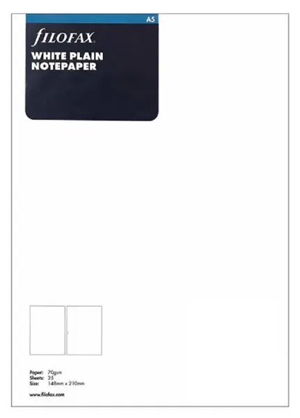 Rezerva pentru organizator Filofax A5 - Coli albe