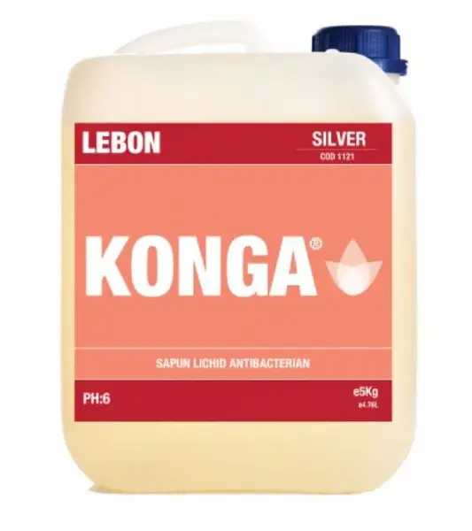 Rezerva sapun lichid pentru dozator, antibacterian si fara parfum Konga 5L Sapun lichid 5 L Konga