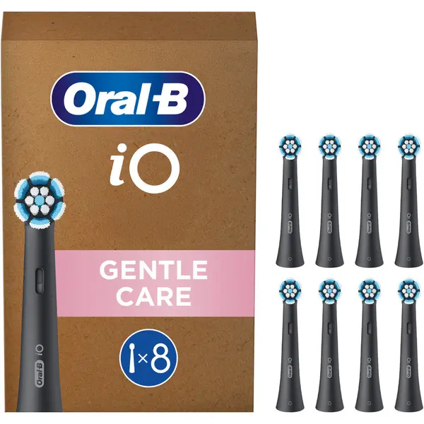 Rezerve periuta de dinti electrica Oral-B iO Gentle Care, compatibile doar cu seria iO, Negru, 8 buc