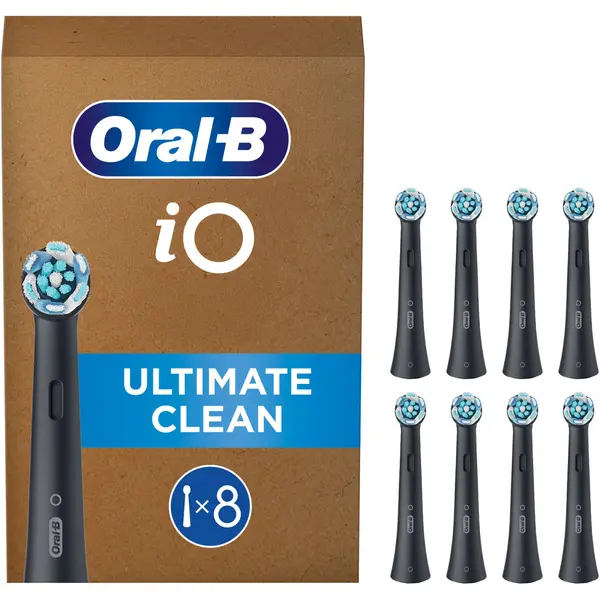 Rezerve periuta de dinti electrica Oral-B iO Ultimate Clean, compatibile doar cu seria iO, Negru, 8 buc
