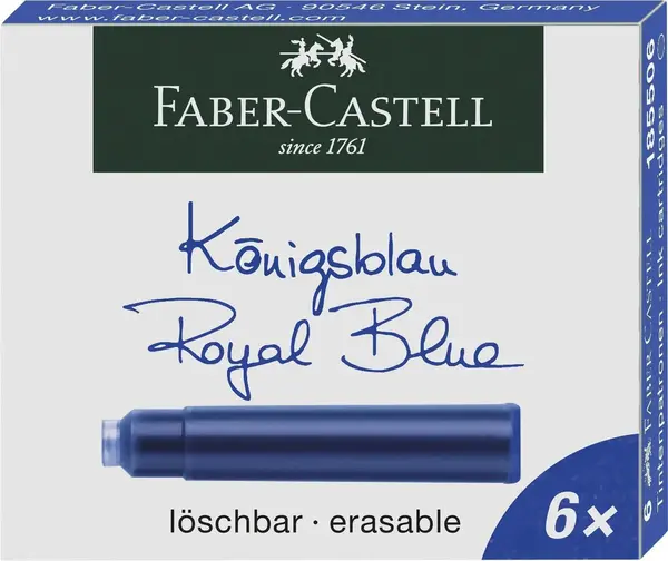 Rezerve stilou mici Faber-Castell cerneala albastra 6 buc/cutie Rezerve stilou mici Faber-Castell cerneala albastra 6 buc/cutie