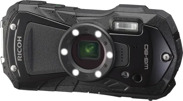 Ricoh WG-80 Black Aparat Foto Compact Rezistent la Apa, Senzor 16 MP, Zoom Optic 5x, Subacvatic 14 m, Antisoc 1.6 m
