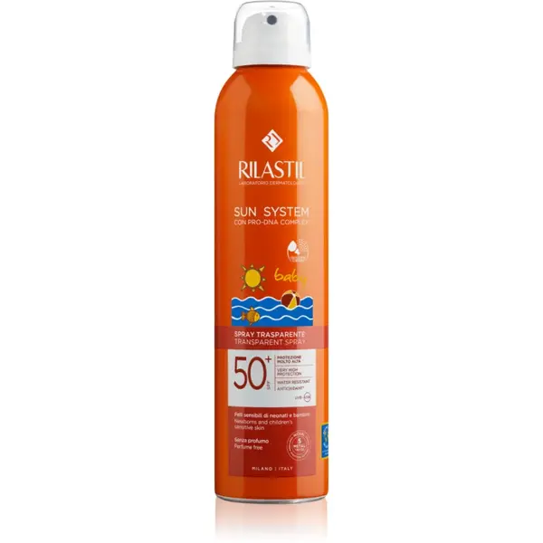 Rilastil Sun System Baby spray transparent pentru bronzare SPF 50+ 200 ml