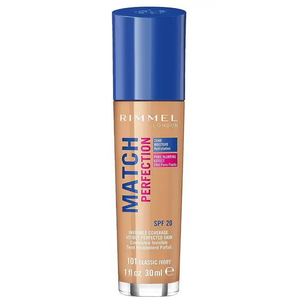Rimmel Match Perfection 24Hr Liquid Foundation SPF20 30ml - 101 Classic Ivory