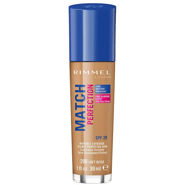 Rimmel Match Perfection 24Hr Liquid Foundation SPF20 30ml - 200 Soft Beige