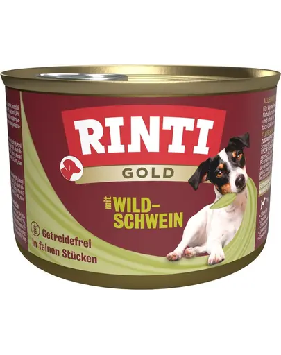 RINTI Gold Wild boar Mini cu mistret conserva hrana caini rasa mica 185 g
