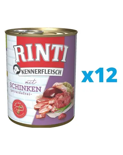 RINTI Kennerfleisch Ham hrana caini adulti 12 x 400 g, cu sunca