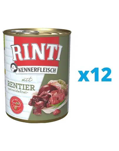 RINTI Kennerfleisch Reindeer conserve hrana umeda caini 12 x 800 g, cu ren