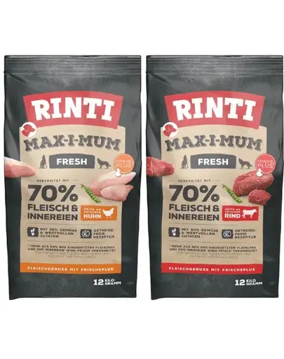 RINTI MAX-I-MUM Beef cu vita 12 kg + Chicken cu pui 12 kg pachet hrana pentru caini