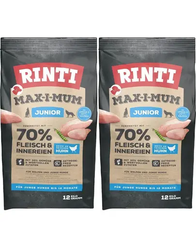 RINTI MAX-I-MUM Junior Chicken hrana uscata caini juniori 2 x 12 kg