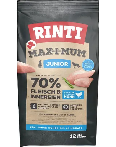 RINTI MAX-I-MUM Junior Chicken hrana uscata caini juniori, cu pui 12 kg