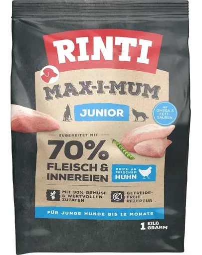 RINTI MAX-I-MUM Junior Chicken hrana uscata caini juniori, cu pui 1 kg