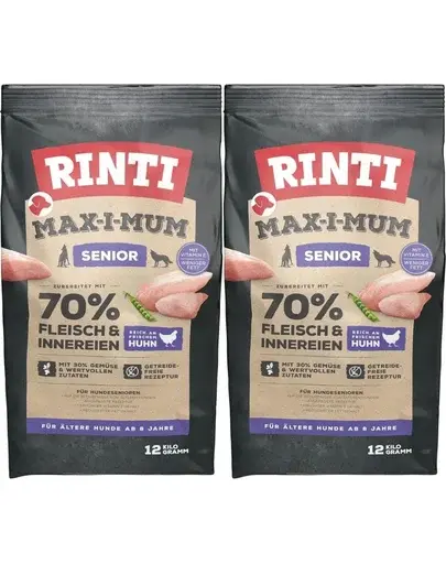 RINTI MAX-I-MUM Senior Chicken hrana uscata caini seniori, cu pui 2 x 12 kg