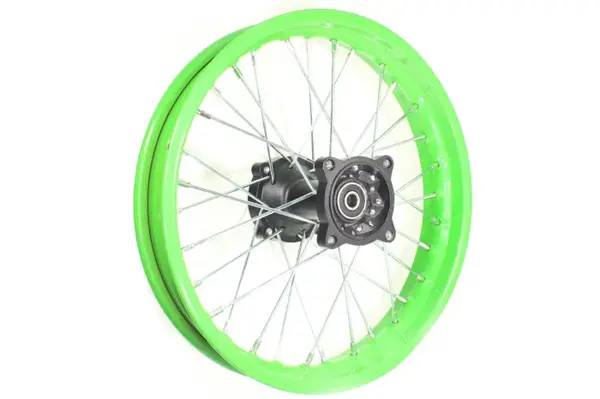 Roata completa spate cross 1.85-14 , 125cc, cerc verde