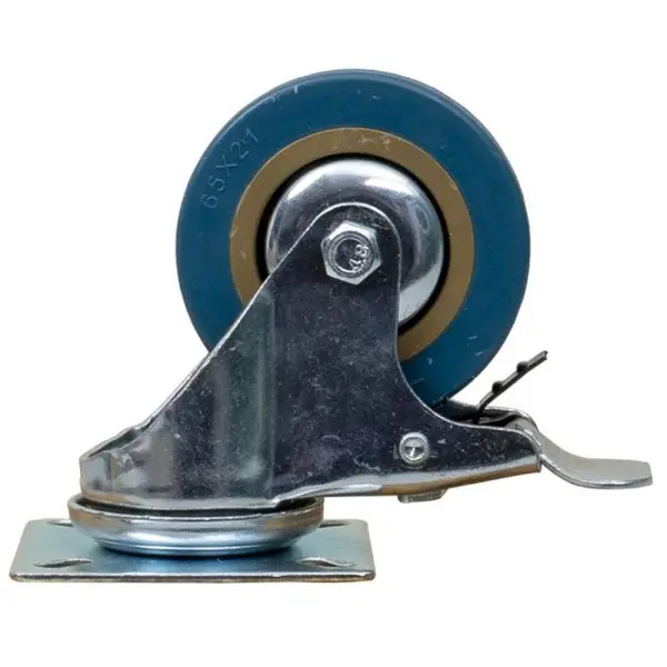 Roata Pivotanta cu Frana pentru Mobila, 2.5 inch, Rola de Cauciuc, Albastru