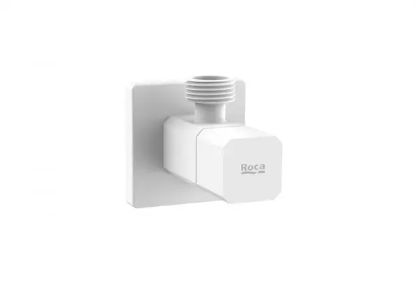 Robinet coltar Roca Aqua A5251679B0, conexiune alimentare 1/2 inch, conexiune iesire 3/8 inch, ceramic, lucios, Alb