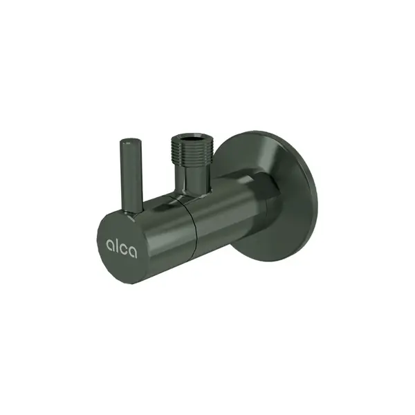 Robinet coltar rotund gun metal lucios cu filtru 1 2 A 3 8 Alcadrain ARV001-GM-P