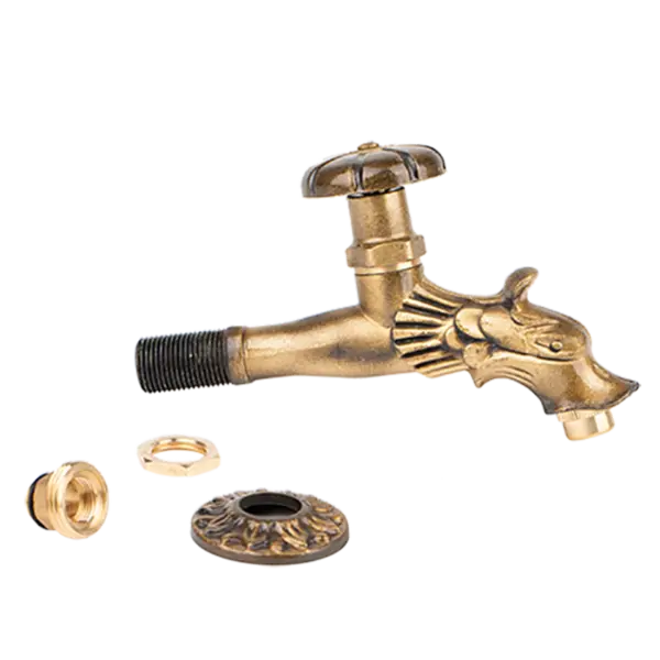 Robinet decorativ 1/2", dublu serviciu din alama alama cu rozeta si finisaj Dragon