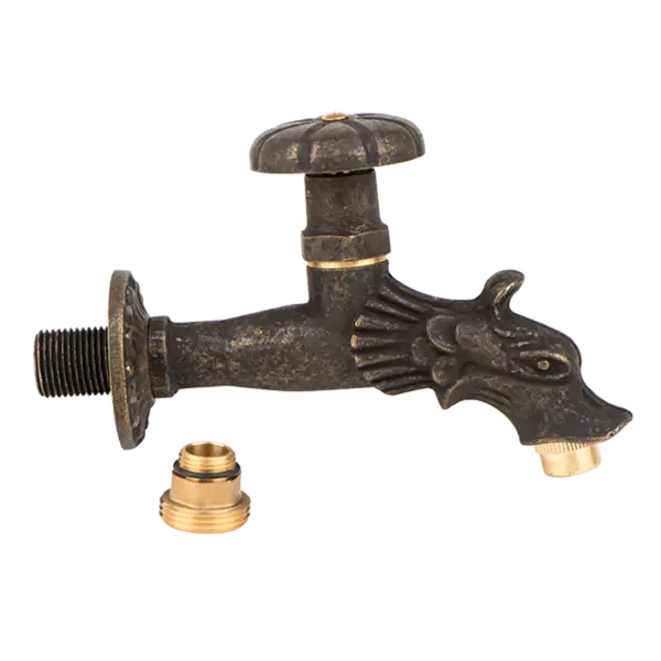 Robinet decorativ 1/2", dublu serviciu din alama alama neagra antichizata cu rozeta si finisaj Dragon